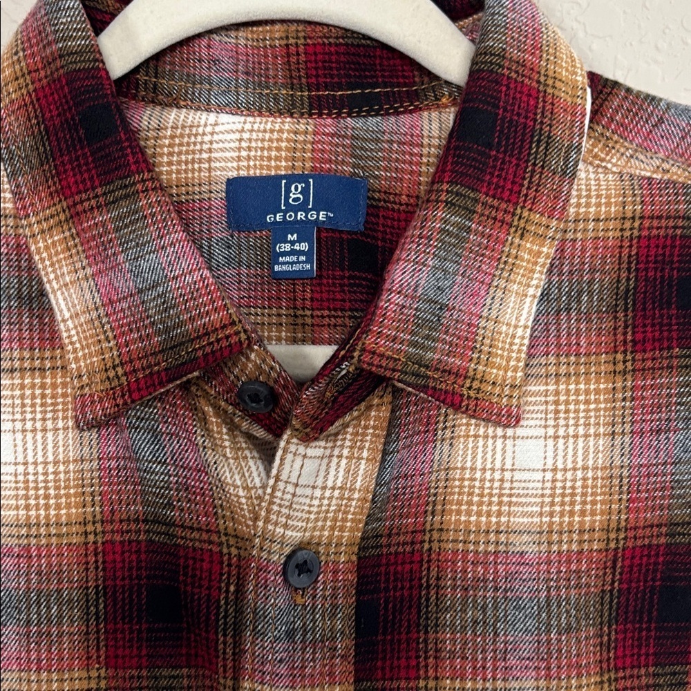 George Men’s long sleeve Flannel Plaid Shirt Cotton blend Super soft NWT SizeM - Picture 4 of 8